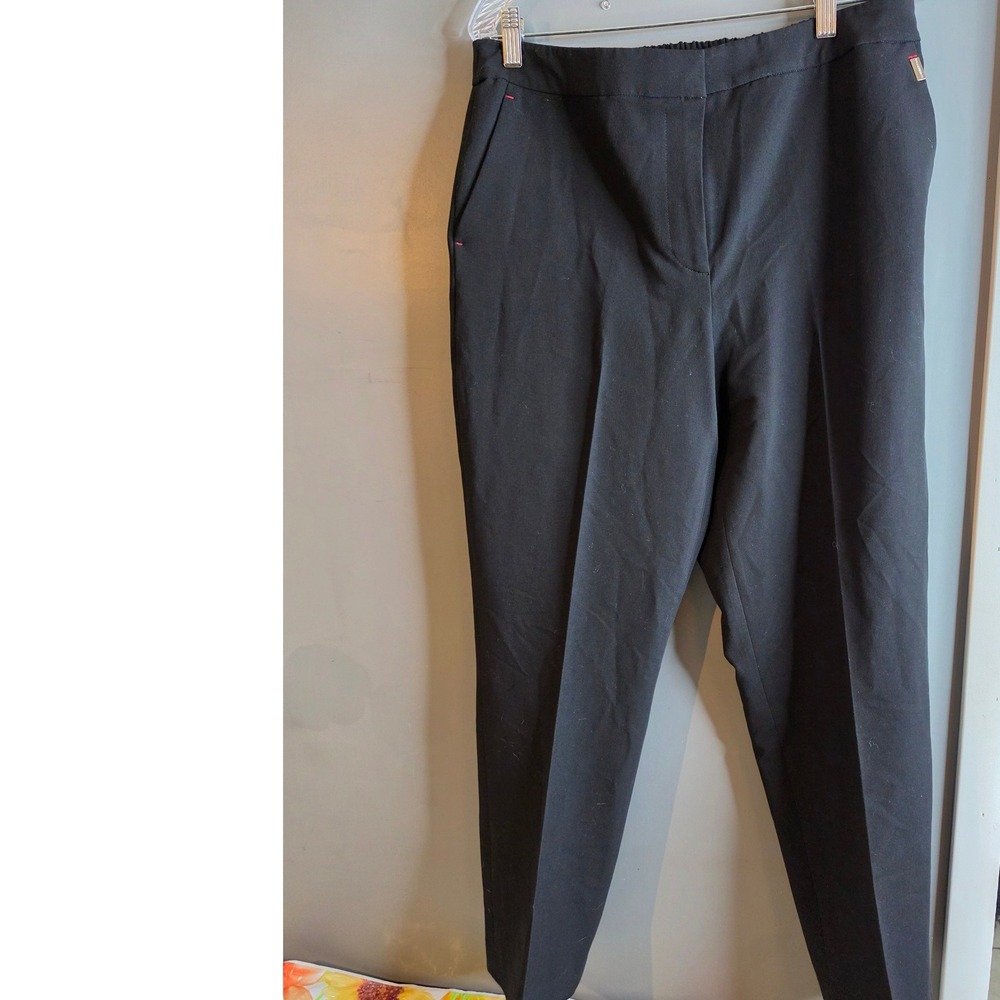 Tommy Hilfiger Womens Black Straight Leg Elastic Back Dress Pants Size 12
